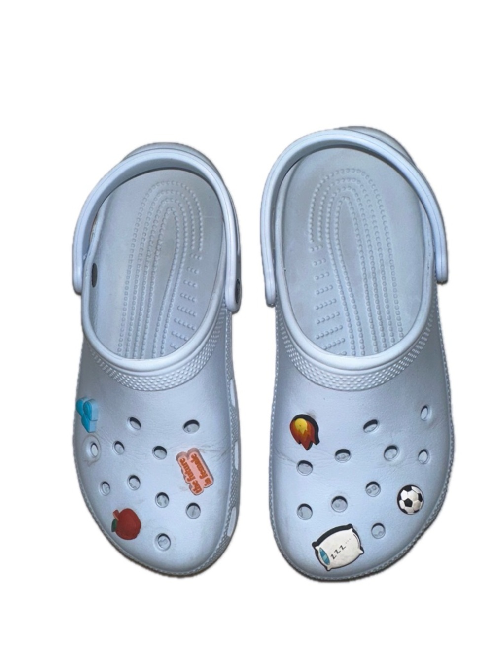 Crocs Calcite W9 M7 Pastel Icy Blue 6 Jibbitz Comfort Shoes Clog Girlboss Vibes